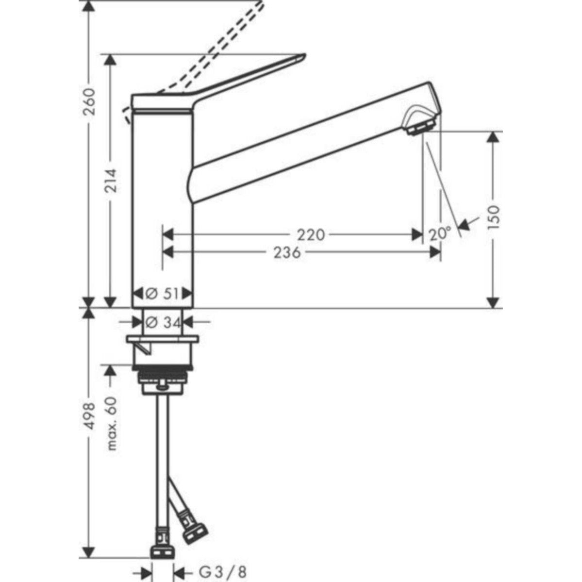 Keittiöhana Hansgrohe 74802000 Zesis M33 140 1J Krom [6250476] |