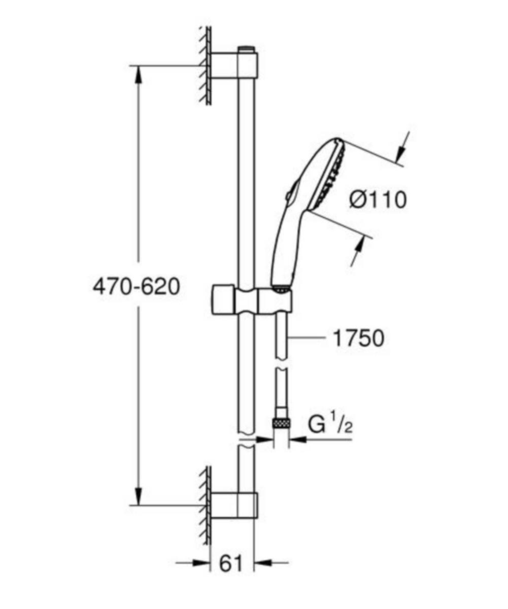 Suihkusetti Grohe Tempesta 110, mattamusta [6525189]