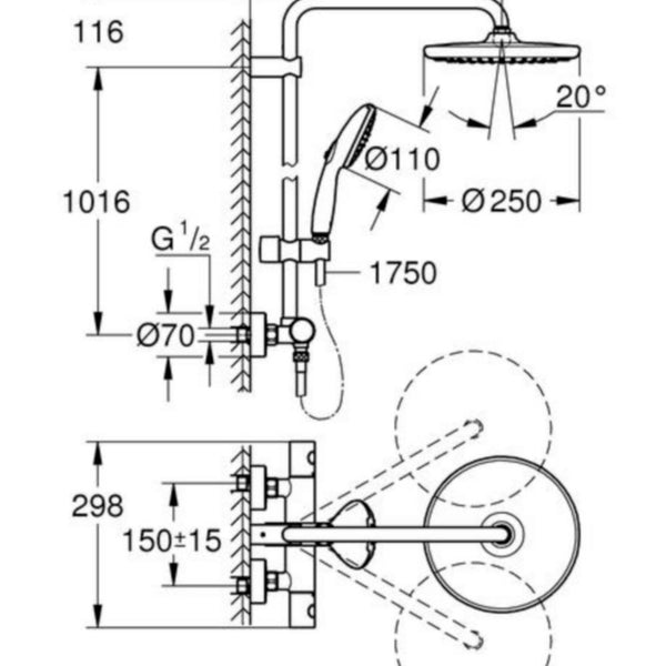 Sadesuihkuhana Grohe Tempesta 250, kromi [6325215]