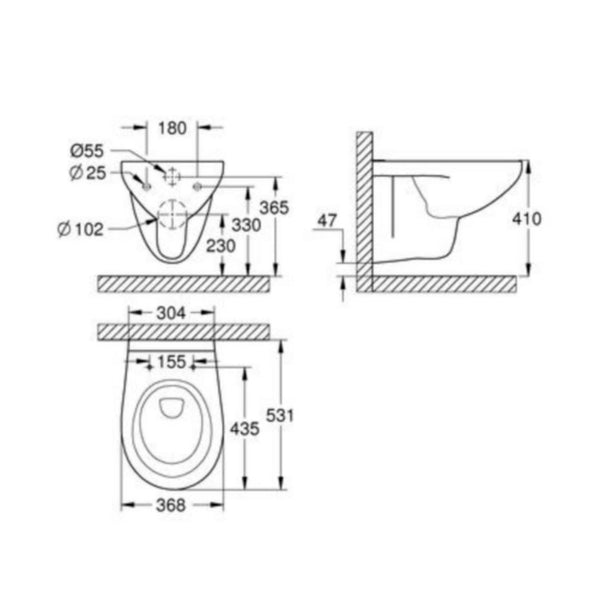 Seinä-WC Grohe Bau Ceramic 39427000 istuinkannella [5753529]