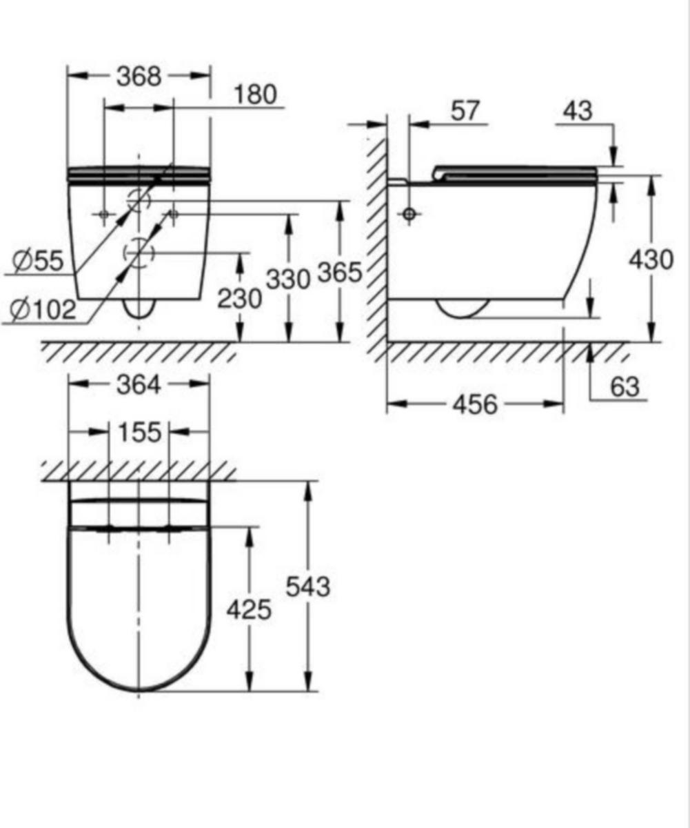 Seinä-WC Grohe Bau Ceramic 103860SH00 SC-istuinkannella [5657729]