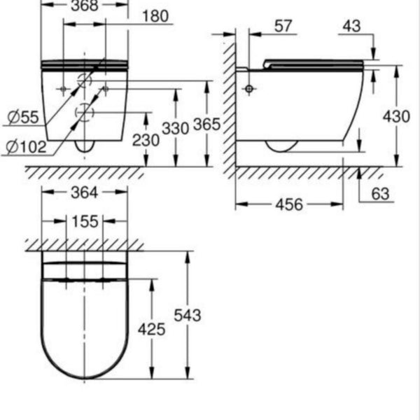 Seinä-WC Grohe Bau Ceramic 103860SH00 SC-istuinkannella [5657729]