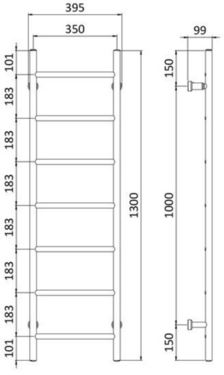 Pyyhekuivain sähkö Rej Design Tango 1300x395 musta timer 75w, FI [5281378]
