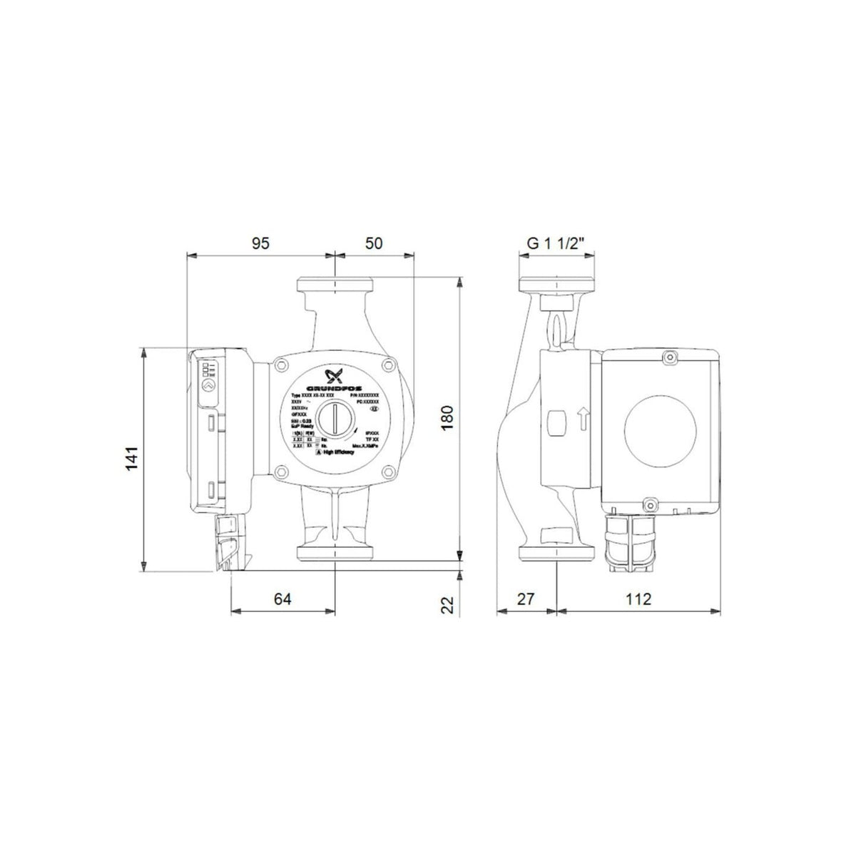 Lämpöjohtopumppu Grundfos UPS2 25 - 80 1 - V [4615175] |