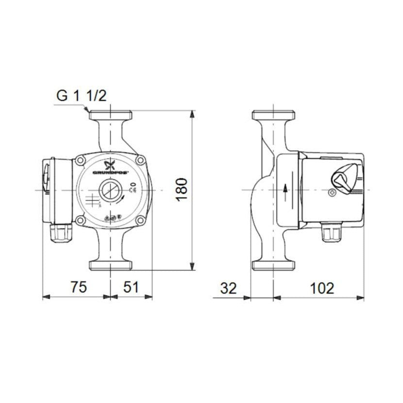 Grundfos Kiertovesipumppu käyttövesi UPS 25 - 60 N 180 1x230V [4615616] |
