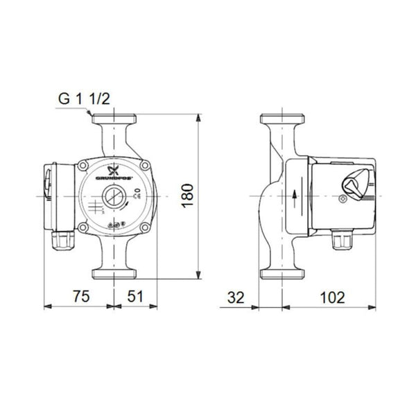 Grundfos Kiertovesipumppu käyttövesi UPS 25 - 60 N 180 1x230V [4615616] |