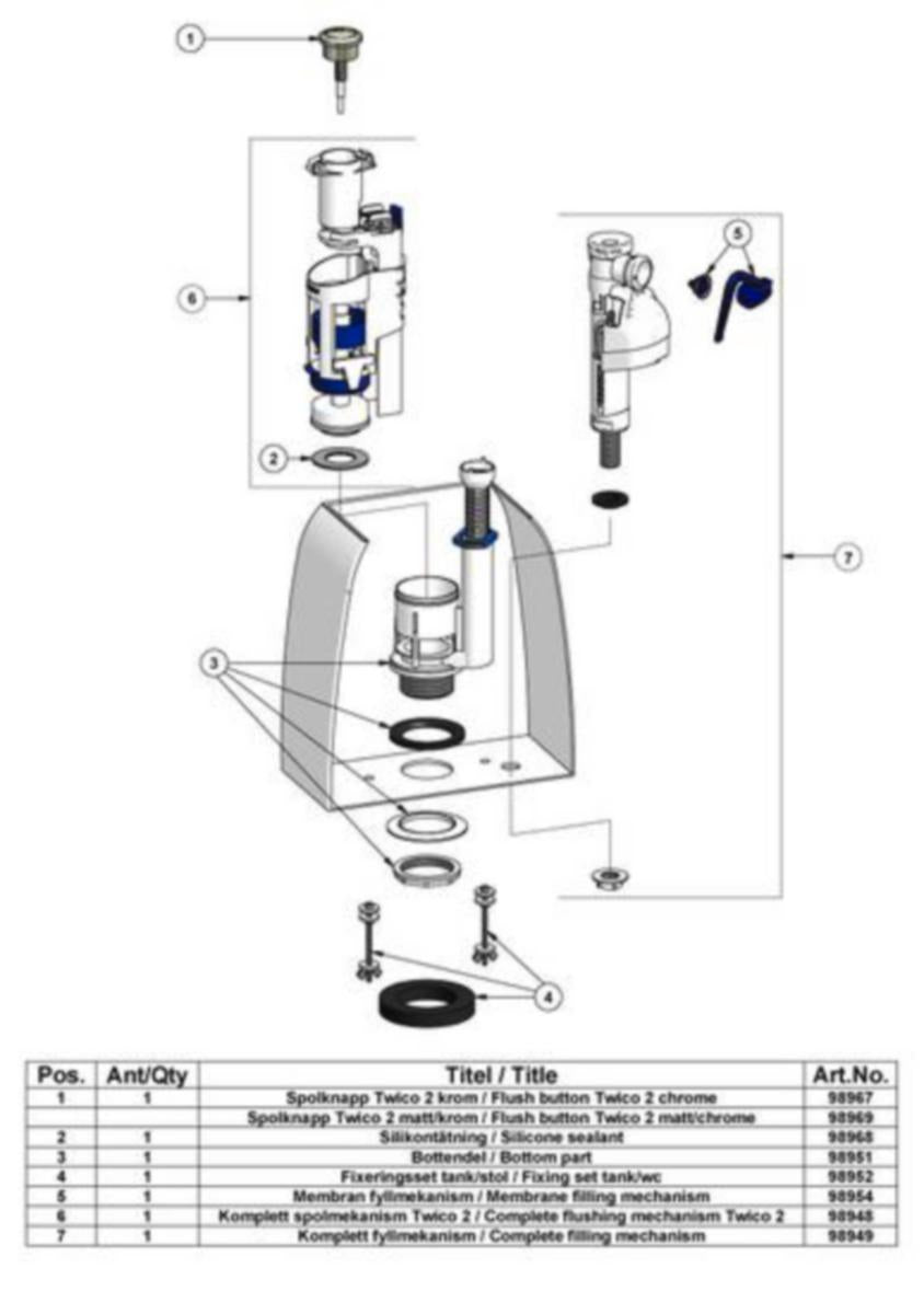 Huuhteluventtiilirunko 98951 Twico 1, 2 [5735017] |