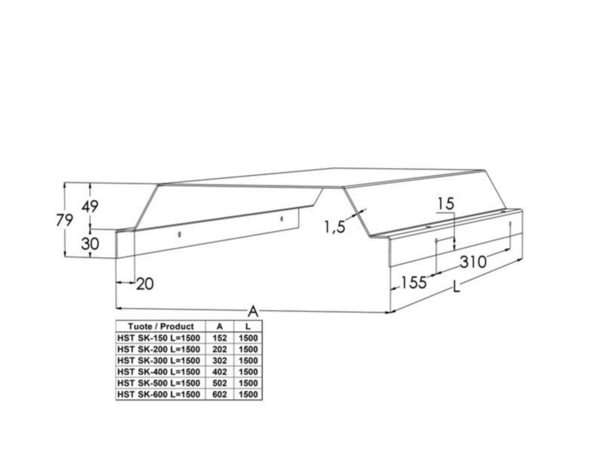 Kaapelitien kansi meka ks tikashylly tikash. hst SK-150 L=1500 [1430361]