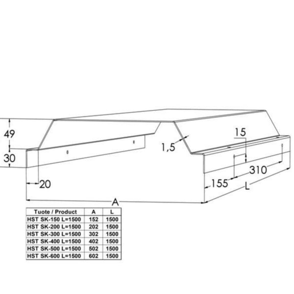 Kaapelitien kansi meka ks tikashylly tikash. hst SK-600 L=1500 [1430366]
