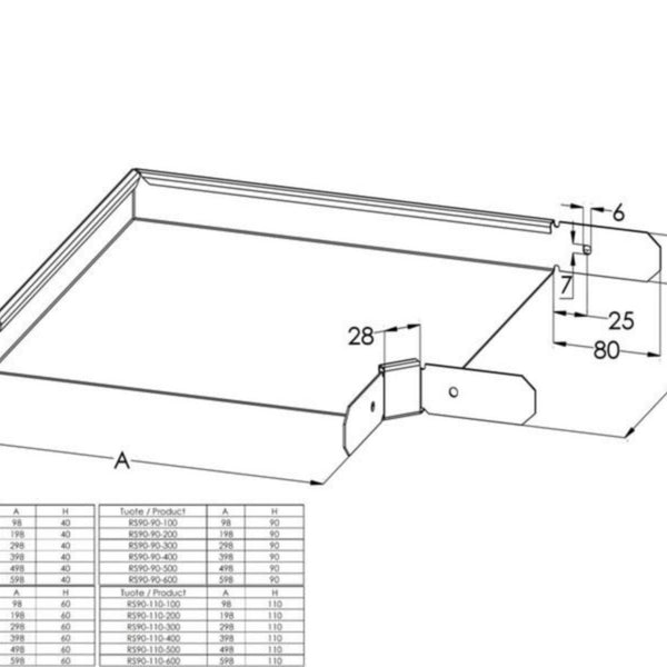 Kulmakappale meka rs levyhylly RS90-40-100 m [1431321]