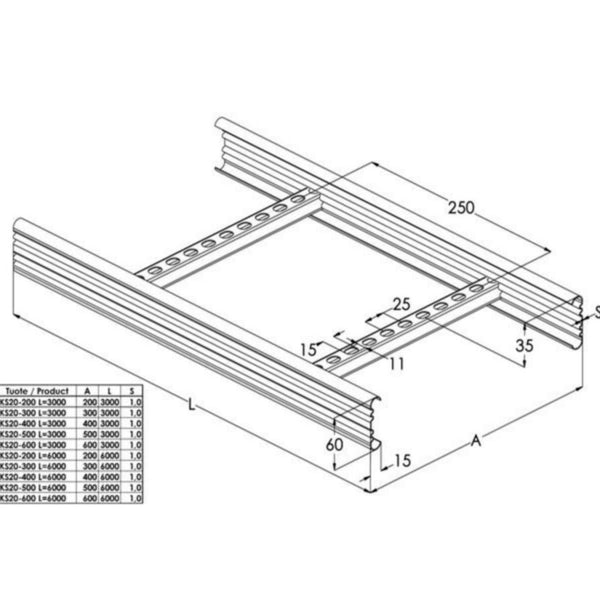 Tikashylly meka KS20 KS20-400 L=3000 xpg [1433074]