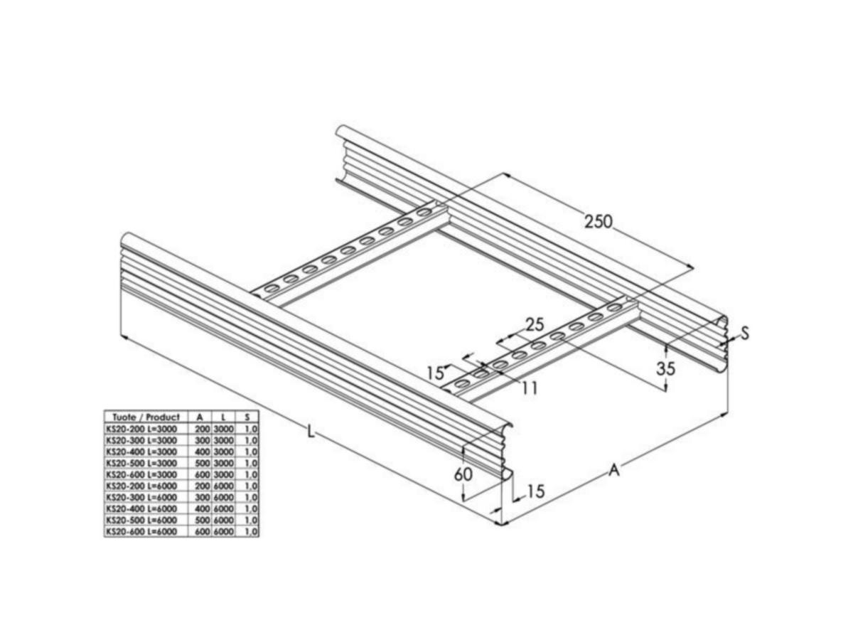 Tikashylly meka KS20 KS20-500 L=6000 xpg [1433080]