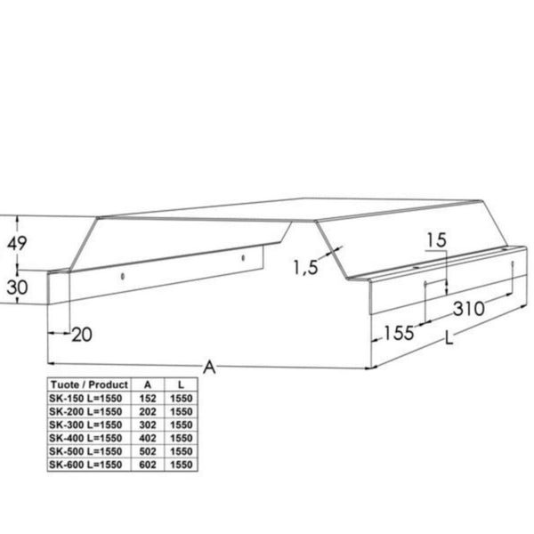 Kaapelitien kansi meka ks tikashylly tikash. SK-500 L=1550 xpg [1433425]
