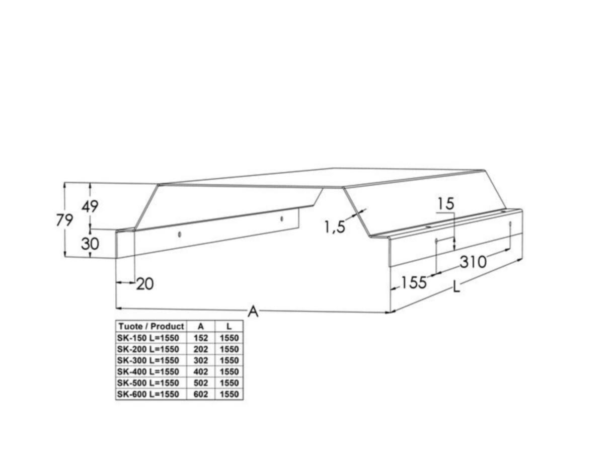 Kaapelitien kansi meka ks tikashylly tikash. SK-150 L=1550 pg [1449711]