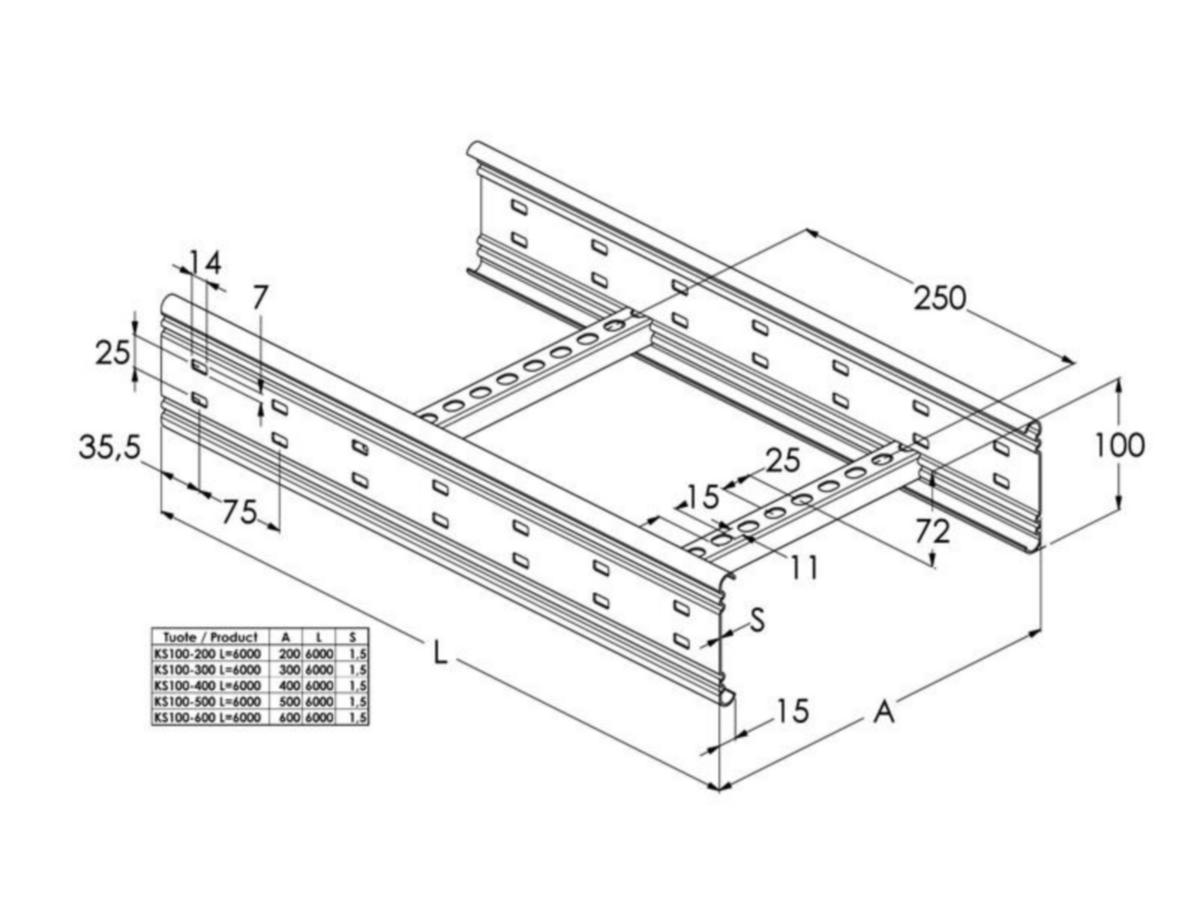 Tikashylly meka KS100 KS100-300 L=6000 hdg [1478180]