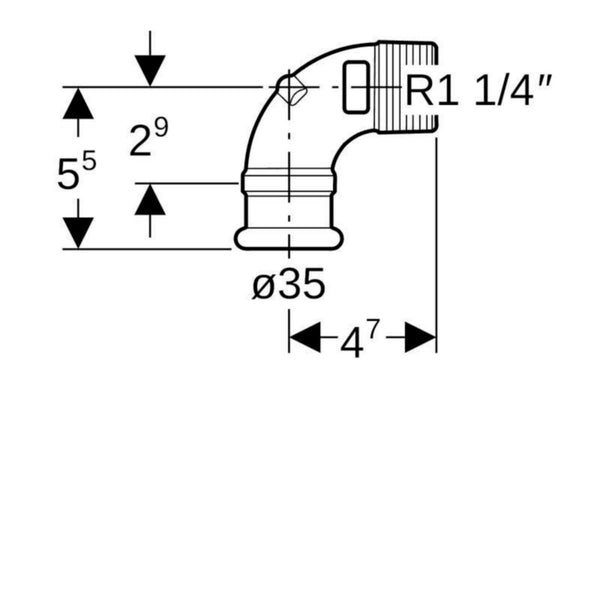 Käyrä 90 Muhvi Uk Kupari Mapress  35-11/4 [1540456]
