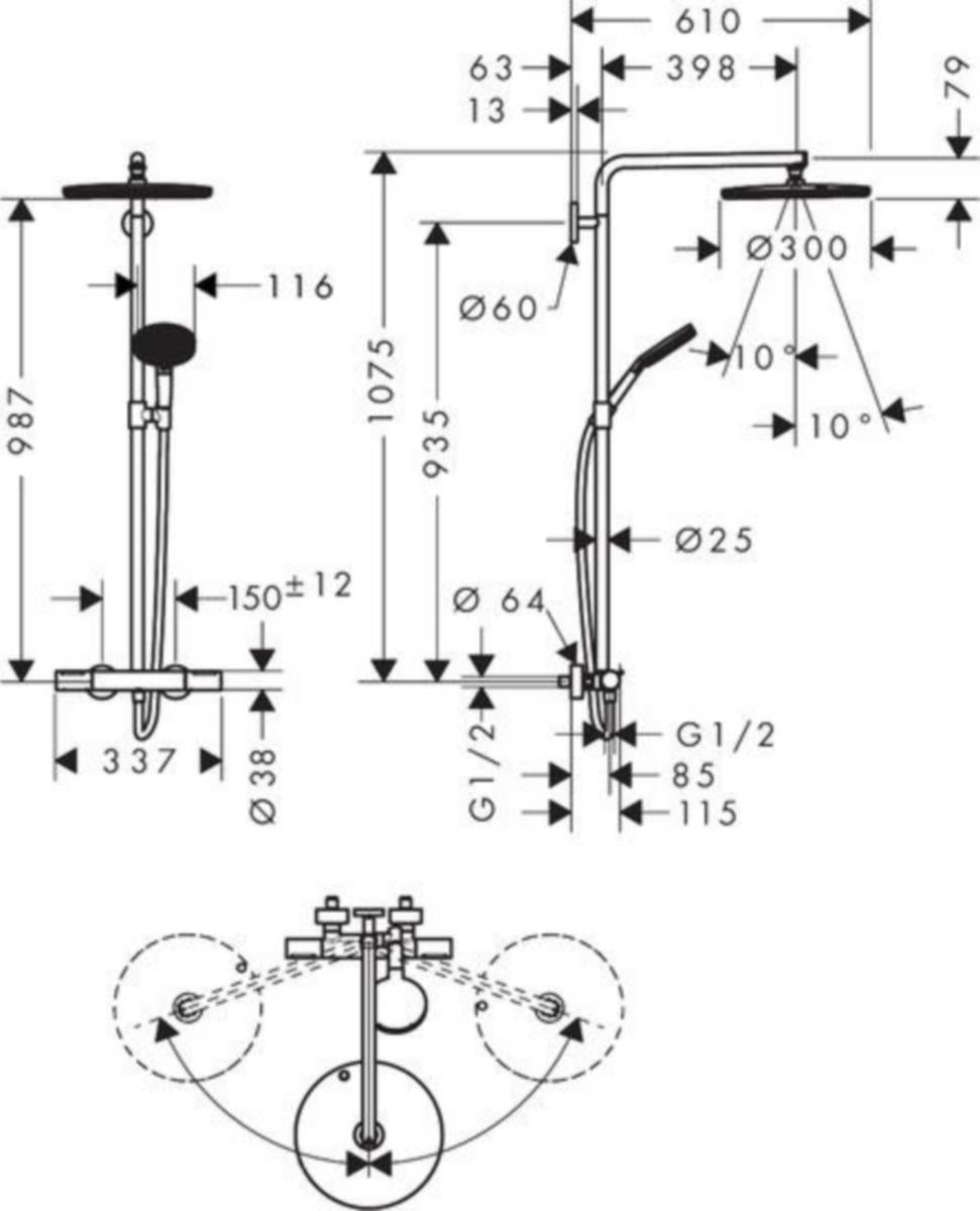 Suihkujärjestelmä Hansgrohe 24589000 Rd Alive S300 Eco Kromi [6352119]