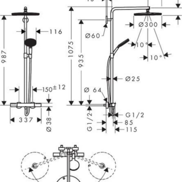 Suihkujärjestelmä Hansgrohe 24589140 Rd Alive 300 Eco H,Pronssi [6352120]