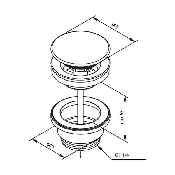 Damixa Pohjaventtiili, Aina Auki Dn32 Ø63 Max 63 Mm Kirkas Messinki 238607700 [5975787] |