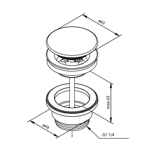 Damixa Pohjaventtiili Dn32 Ø63 Max 63 Mm Mattamusta 238706100 [5975780] |