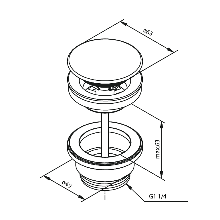 Damixa Pohjaventtiili Dn32 Ø63 Max 63 Mm Kirkas Messinki 238707700 [5975782] |