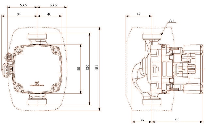 Lämpöjohtopumppu Grundfos ALPHA2 GO 15-40 130 220-240V 9 [4616578]