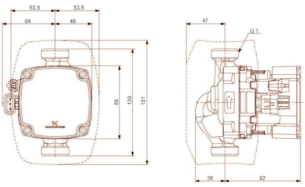 Lämpöjohtopumppu Grundfos ALPHA2 GO 15-40 130 220-240V 9 [4616578]