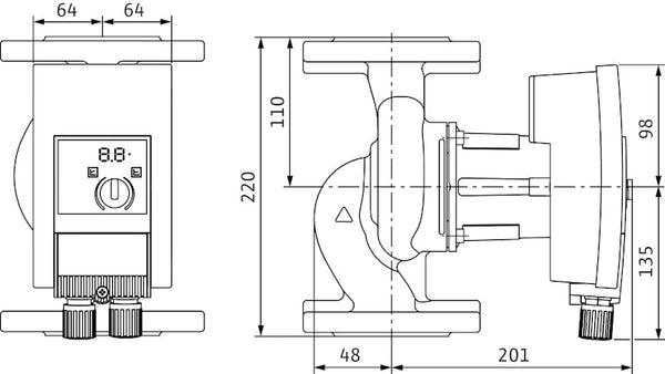 Lämpöjohtopumppu Wilo Yonos Maxo 40/0,5-8 L=220 mm [4623130]