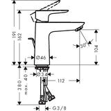 Pesuallashana Hansgrohe Talis E 110 Push Open, kromi 71783000 [6150790] |