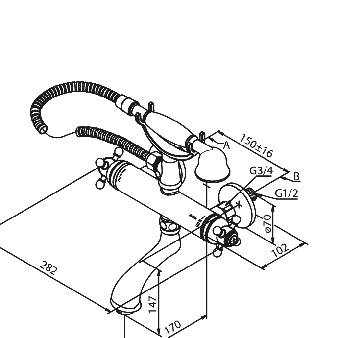 Damixa Tradition Kylpy/suihkutermostaatti kromi 375030000 [6330722] |