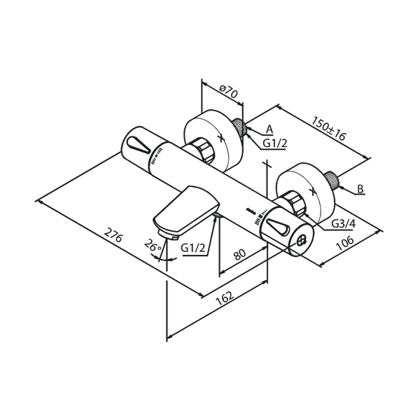 Damixa Kylpy - / Suihkutermostaatti Silhouet Mattavalkoinen 745002100 [6330744] |