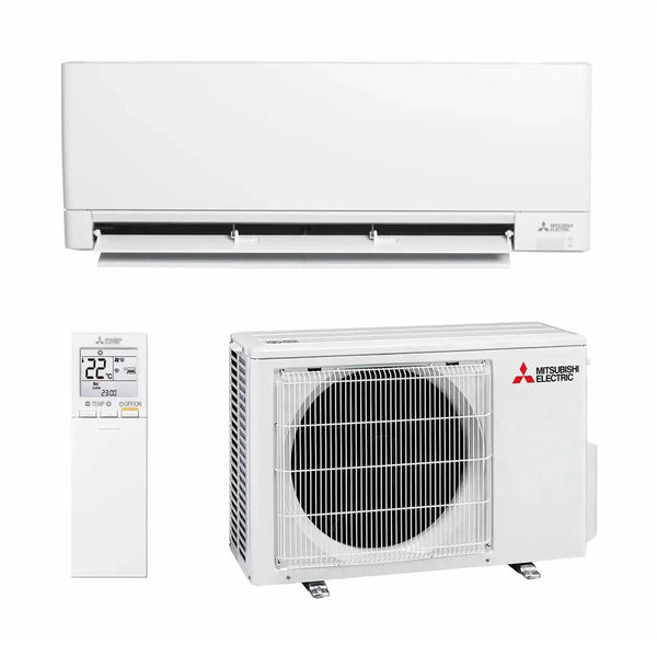 Mitsubishi Electric AY35 valkoinen mattapintainen ilmalämpöpumppu sisätilassa
