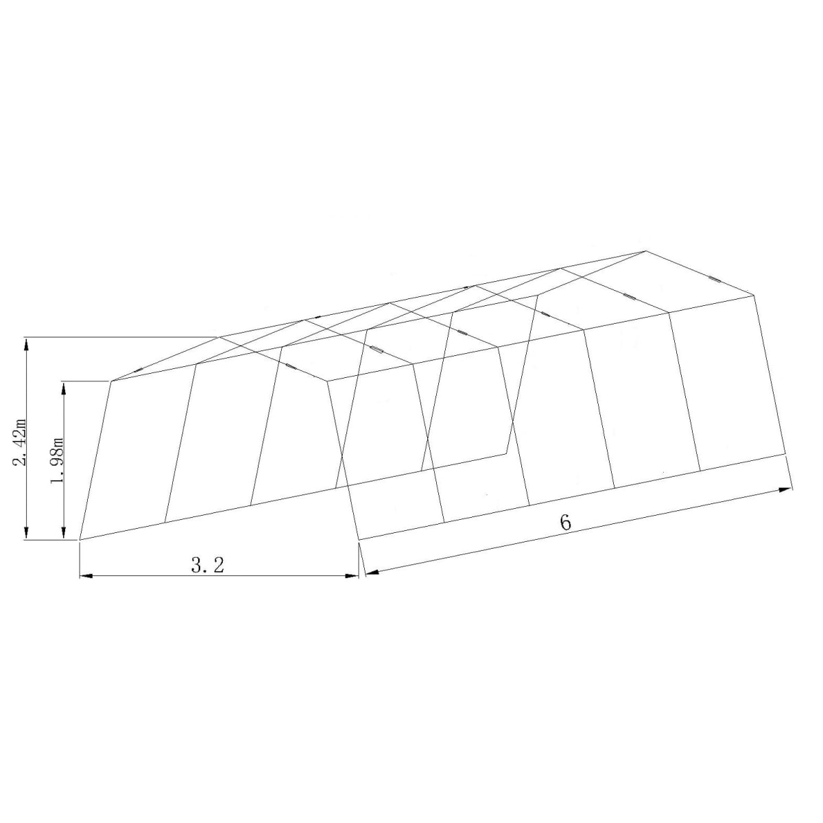Timco 3,2x6x2,2 m 500 g autoteltta 3,2 x 6 x 2,2 m Harmaa [103838871]