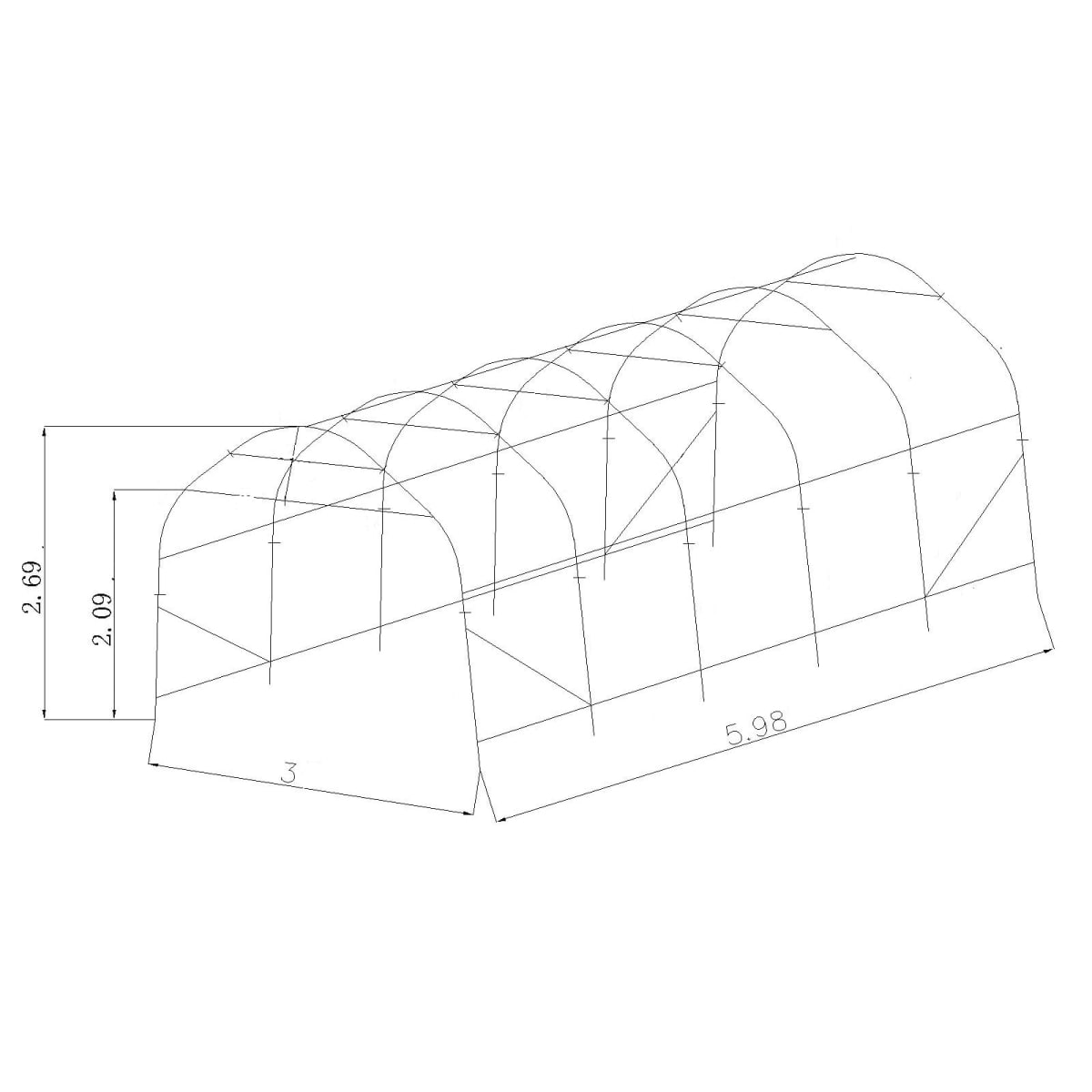 Timco 3x6 m 500 g kaaritalli 3 x 6 x 2,7 m Harmaa [103838867]