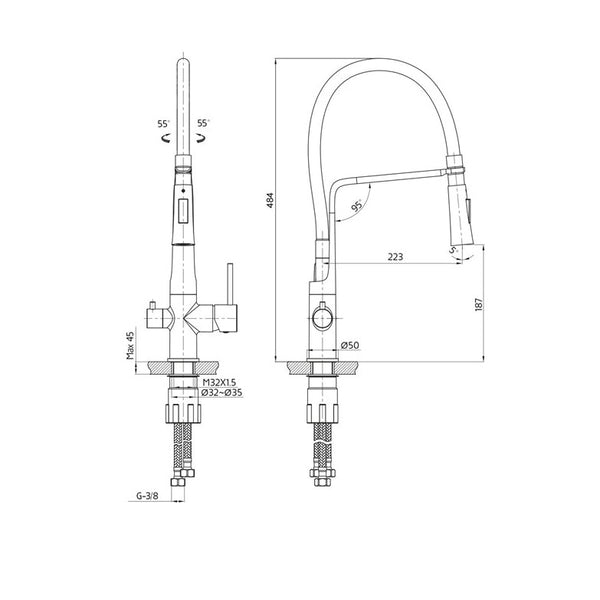 Keittiöhana Hafa Verge APK-liiitännällä musta 1382001